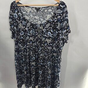 Torrid Black Blue Paisley Rayon Midi Dress Size 3/3x
